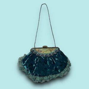 Vintage Velvet Lace Clutch Evening Bag Cottagecore Fairygrunge Maximalist